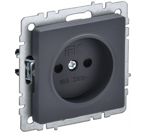 BRITE Розетка без заземления со шторками 10А РСш10-2-БрГ графит  BR-R13-10-K53  IEK