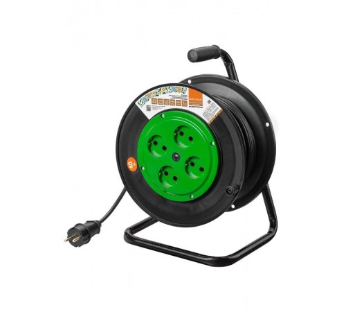 Удлинитель на катушке силовой народный 4 гнезда ПВС 4000 Вт б/з, 40м  SQ1307-0544  TDM