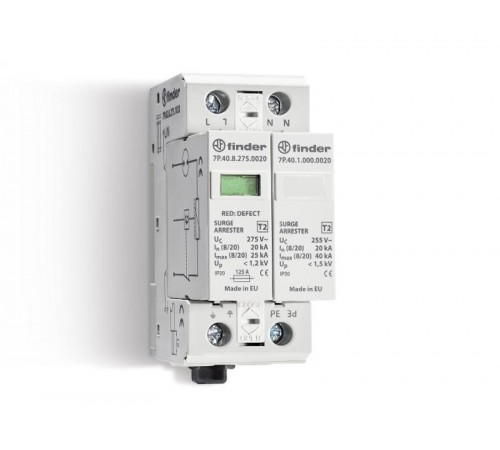 УЗИП тип 2 (1 варистор/разрядник + 1 разрядник)  7P4282751020  Finder