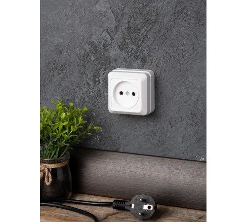 Рим Розетка 1-местная 10А без заземления белая EKF  ENR10-022-10  EKF