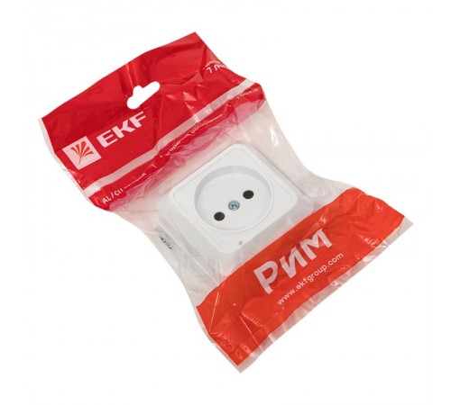 Рим Розетка 1-местная 10А без заземления белая EKF  ENR10-022-10  EKF