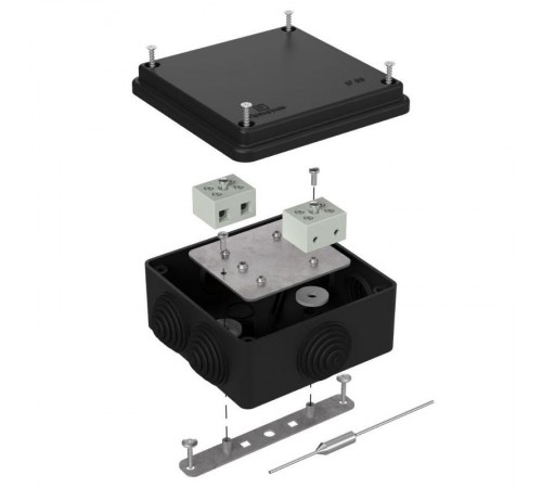 Коробка огнестойкая для о/п 40-0300-FR6.0-4-П Е15-Е120 с термопредохранителем RAL9005 100х100х50 (14 шт/кор) черная  40-0300-9005-FR6.0-4-П  Промрук