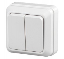 2Э-104-01 Intro Выключатель двойной, 10А-250В, ОУ, б.м.п., Quadro, белый  Б0038839  Intro