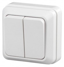 2-104-01 Intro Выключатель двойной, 10А-250В, IP20, ОУ, Quadro, белый  Б0027640  Intro