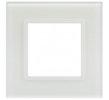 Рамка для розеток и выключателей Elegance 14-5101-01М на 1 пост, стекло, белый матовый+бел.  Б0065832  ЭРА