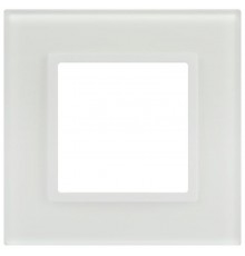 Рамка для розеток и выключателей Elegance 14-5101-01М на 1 пост, стекло, белый матовый+бел.  Б0065832  ЭРА