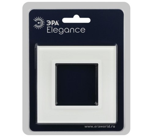 Рамка для розеток и выключателей Elegance 14-5101-01М на 1 пост, стекло, белый матовый+бел.  Б0065832  ЭРА