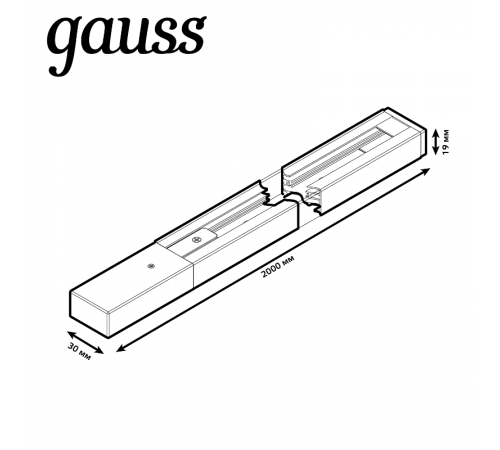 Шинопровод осветительный накладной 2м черный (с адаптером питания и заглушкой)  TR104  Gauss