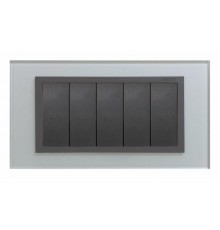 Simon 82 Рамка декоративная, (+суппорт), 8 узких (4 широких) модулей, S82C, Стекло, серый-графит  82887-35  Simon