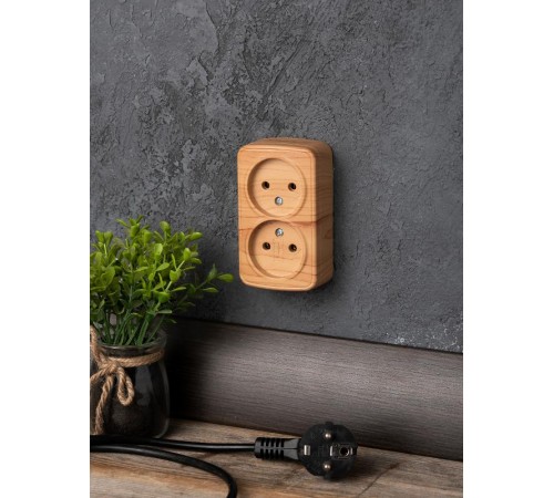 Розетка 2-местная ОП Минск 10А без заземления светлое дерево EKF  EGR10-102-30  EKF