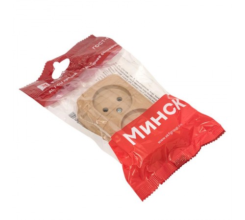 Розетка 2-местная ОП Минск 10А без заземления светлое дерево EKF  EGR10-102-30  EKF