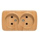 Розетка 2-местная ОП Минск 10А без заземления светлое дерево EKF  EGR10-102-30  EKF
