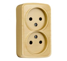 Розетка 2-местная ОП Минск 10А без заземления светлое дерево EKF  EGR10-102-30  EKF