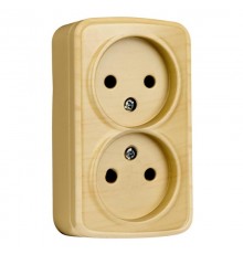 Розетка 2-местная ОП Минск 10А без заземления светлое дерево EKF  EGR10-102-30  EKF