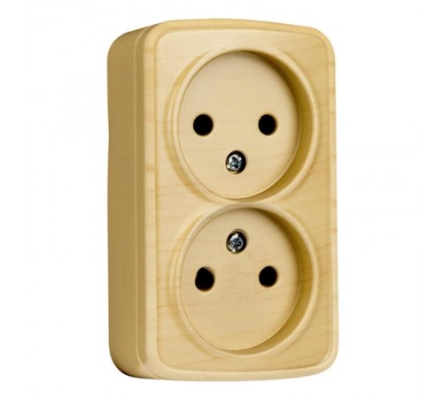 Розетка 2-местная ОП Минск 10А без заземления светлое дерево EKF  EGR10-102-30  EKF