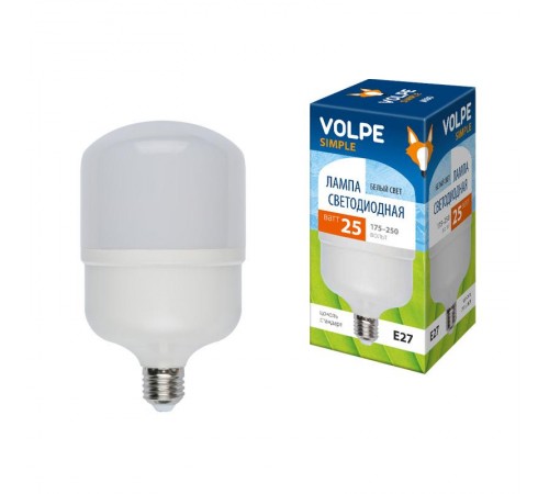 Лампа светодиодная LED-M80-25W/NW/E27/FR/S LED мат., корпус термопластик 4000К Серия Simple  10809  Volpe