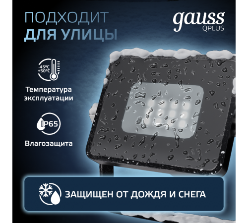 Прожектор светодиодный LED Qplus 10W IP65 6500K  613511310  Gauss