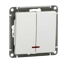 W59 Белый Выключатель 2-клавишный с подсветкой 10АХ  VS510-251-1-86  SE