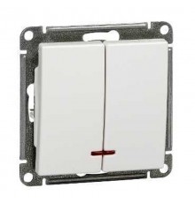 W59 Белый Выключатель 2-клавишный с подсветкой 10АХ  VS510-251-1-86  SE