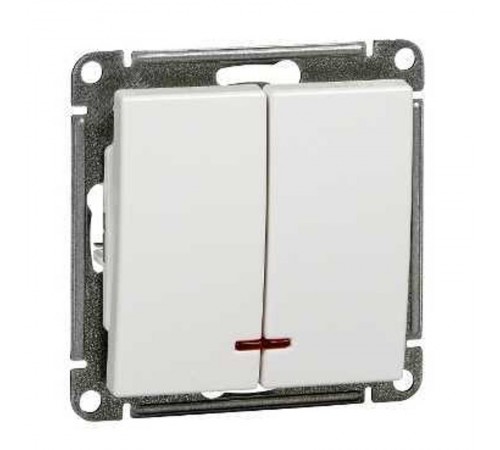 W59 Белый Выключатель 2-клавишный с подсветкой 10АХ  VS510-251-1-86  SE