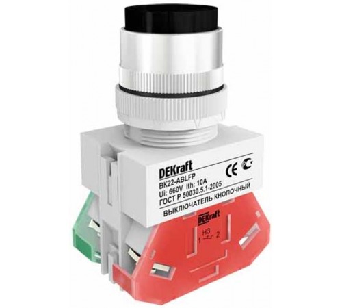 Выкл. кноп. ABLFP 22 мм Цвет:ЧЕРНЫЙ 220В ВK-22   25018DEK  DEKraft