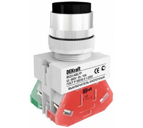 Выкл. кноп. ABLFP 22 мм Цвет:ЧЕРНЫЙ 220В ВK-22   25018DEK  DEKraft