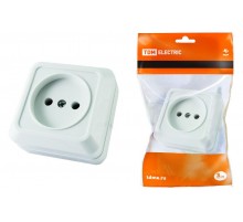 Розетка 2П открытой установки IP20 10А 250В (керамика) белая "Ладога"  SQ1801-0110  TDM