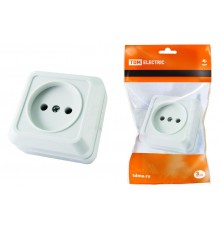 Розетка 2П открытой установки IP20 10А 250В (керамика) белая "Ладога"  SQ1801-0110  TDM