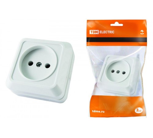 Розетка 2П открытой установки IP20 10А 250В (керамика) белая "Ладога"  SQ1801-0110  TDM