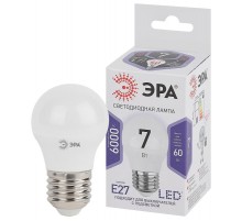Лампа светодиодная LED 7Вт Е27 6000К smd P45-7W-860-E27  Б0031402  ЭРА