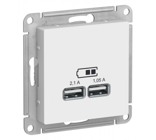 AtlasDesign Лотос USB Розетка A+A, 5В/2,1 А, 2х5В/1,05 А, механизм  ATN001333  SE