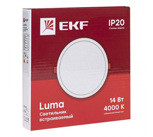 Светильник светодиодный встраиваемый ДВО 1007 14Вт 4000K IP20 Basic  DLL-1007-14-4000  EKF