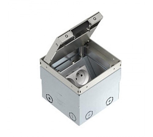 Лючок UDHOME2 укомплектованный 2 розетки французские (выемка 15 мм) 140х140х110мм нержавеющая сталь  7368330  OBO Bettermann