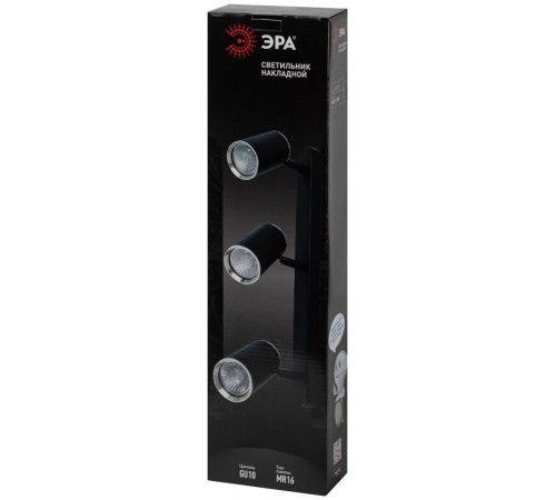 Светильник настенно-потолочный спот OL35-3 BK MR16 GU10 IP20 черный хром  Б0056366  ЭРА