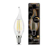 Лампа светодиодная LED 5Вт E14 220В 2700К свеча на ветру, диммируемая  104801105-D  Gauss