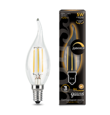 Лампа светодиодная LED 5Вт E14 220В 2700К свеча на ветру, диммируемая  104801105-D  Gauss