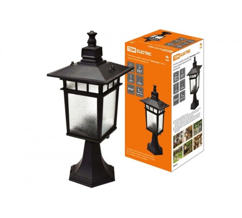 Светильник садово-парковый НПУ Тамплиеры 100Вт ЛН/КЛЛ/LED Е27 IP54 стойка, шагрень/черный  SQ0330-0325  TDM
