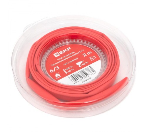 Термоусаживаемая трубка ТУТ нг 6/3 красная ролик 2 м tut-6-r-bEKF