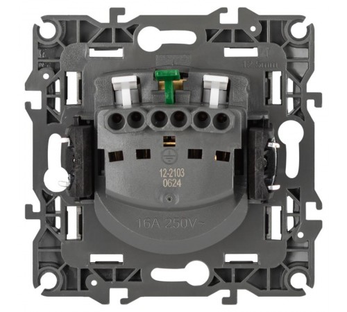 Розетка ЭРА Серия 12 12-2103-16 , с заземлением со шторками с крышкой, 16А-250В, титан   Б0065722  ЭРА
