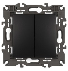 14-1106-05 Переключатель двойной, 10АХ-250В, IP20, Эра Elegance, антрацит  Б0034247  ЭРА