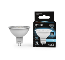 Лампа светодиодная LED 5Вт GU5.3 12В 4100К MR16  201505205  Gauss
