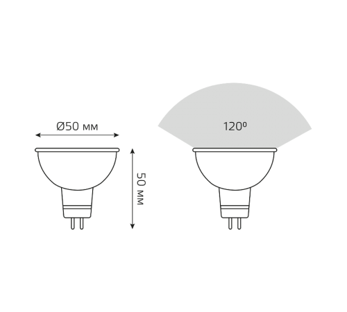 Лампа светодиодная LED 5Вт GU5.3 12В 2700К MR16  201505105  Gauss