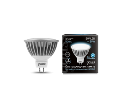 Лампа светодиодная LED 5Вт GU5.3 12В 4100К MR16  201505205  Gauss
