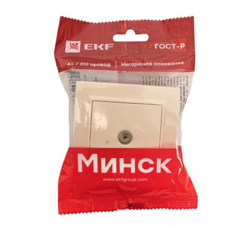 Розетка TV 1-мест. СП бежевый 75Ом 5-862МГц Минск EKFERA00-027-20EKF