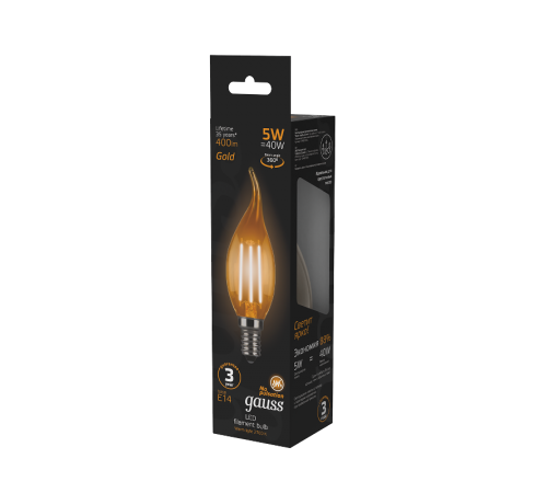 Лампа светодиодная LED 5Вт E14 220В 2700К свеча на ветру  104801005  Gauss