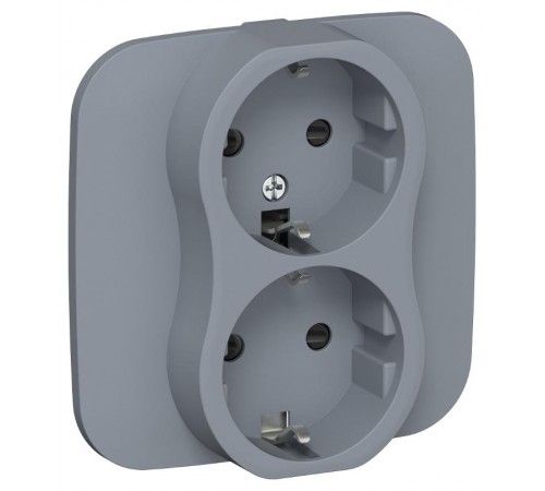 FLITE Розетка 2-ая с заземлением со шторками быстрозажимные клеммы 16А РСш12-1-А-ФлМ маренго  FI-R24A-16-1-K35  IEK