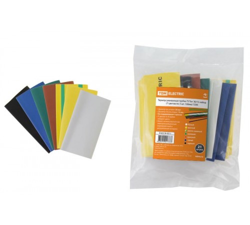 Термоусаживаемая трубка ТУТнг 30/15 набор (7 цветов по 3 шт. 100мм)  SQ0518-0511  TDM