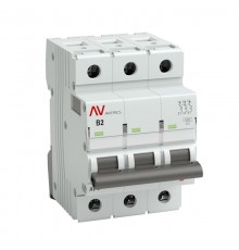 Выключатель автоматический трехполюсный AV-10 2А B 10кА AVERES  mcb10-3-02B-av  EKF