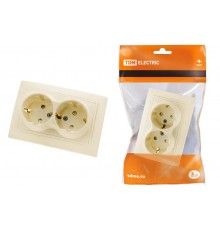 Розетка двойная 2П+З с защ. шт. 16А 250В сл. кость "Таймыр"  SQ1814-0118  TDM