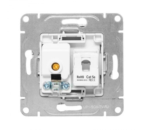 Механизм розетки TV+RJ45 (cat5), алюминий Эпика EKF  UP1-SOA-TV+RJ  EKF